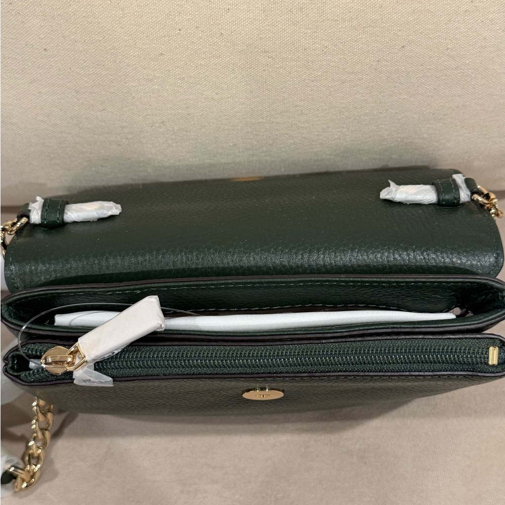 Michael Kors Green Leather Clutch with Gold Hardware - Picture 3 of 4